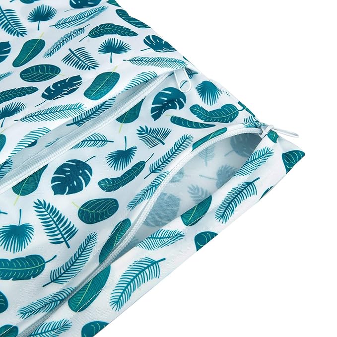 babygoal Wet Dry Bags for Baby Cloth Diapers, Washable Travel Bags, Beach, Pool, Gym Bag for Swimsuits & Wet Clothes with Two Zippered Pockets 3 Pack, 3LN12