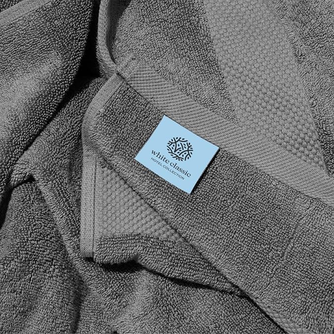 White Classic Luxury Soft Bath Sheet Towels - 650 GSM Cotton Luxury Bath Towels Extra Large 35x70 | Highly Absorbent and Quick Dry | Hotel Quality Extra Large Bath Towels Oversized, Dark Grey, 2 Pack