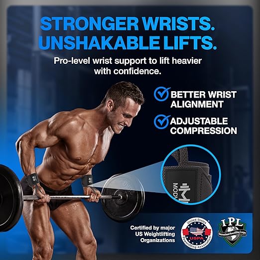 Modvel Adjustable Wrist Wraps for Gym & Lifting – Thick, Breathable Support Straps for Wrist Stability, Comfort & Grip – Ideal for Weight Training, CrossFit & Gym Workouts – Dark Gray (2-Pack)