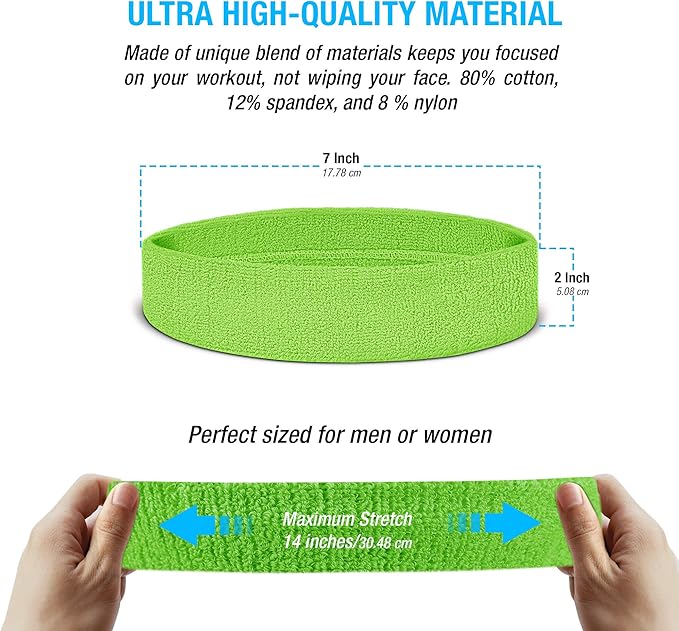 Suddora Sweatbands Set, Moisture Wicking 2 Wristbands and 1 Headband, Breathable Terry Cloth Athletic Bands for Basketball, Tennis, Yoga, Gym, Sweat Bands for Costumes and Cosplay