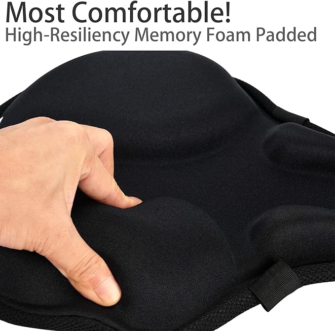 DAWAY Comfortable Bike Seat Cover - Silicone Gel & Memory Foam Padded Bike Seat Cushion for Men Women - Soft Bicycle Saddle Cover for Peloton, Stationary Exercise, Mountain Road Bikes - XL/Large/Small