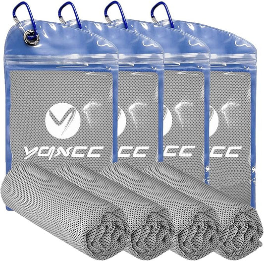 YQXCC Cooling Towels | 4 Pack 47"x12" | Ice Cool for Neck | Microfiber Soft Breathable Chilly | for Yoga, Sports, Golf, Gym, Camping, Running, Fitness, Workout & More Activities