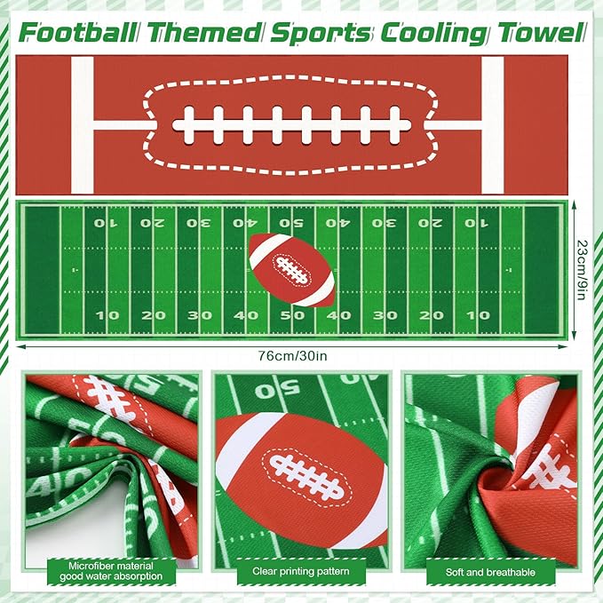 12 Pcs Sports Cooling Towels Baseball Basketball Softball 30 x 9 Inch Breathable Soccer Football Volleyball Microfiber Ice Towel Fast Drying for Party Favors Team Gift(Brown, Football)