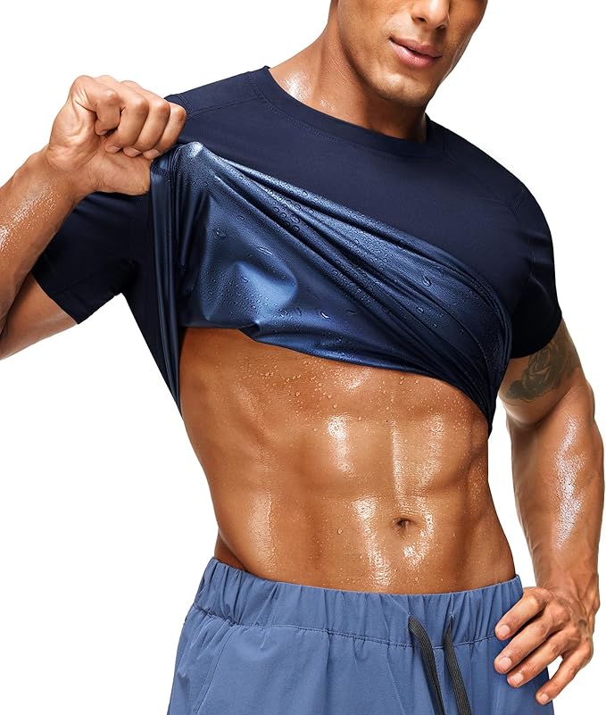 Junlan Sauna Shirt for Men -Waist Trainer Vest Gym Top for Running & Training