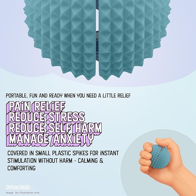 Round Spiked Sensory Fidget Clicker, Tactile Stimming Device with Mechanical Clicky Switches, Lanyard Attachment, Ideal for Pain Stim, ADHD, Autism & Stress Relief (Blue, Large)