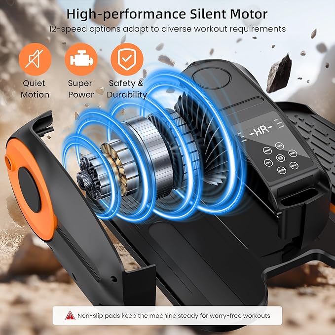 Under Desk Elliptical Machine with Remote Control, 12-Speed Electric Leg Exerciser for Home & Office, Quiet Portable Pedal Exerciser for Adults, Seniors and Everyone Seeking Easy Fitness