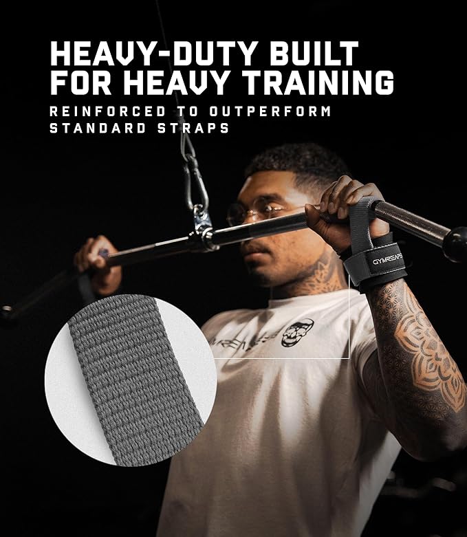 Gymreapers Weight Lifting Straps With Dowel - Wrist Straps for Weightlifting - Workout Deadlift Wrist Weights - Reinforced Stitching & Padded Fit Gym Accessories for Strength & Gym Hand Grip