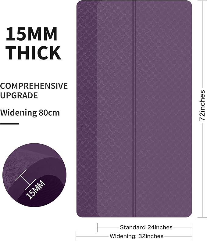 nuveti Large Exercise Mat - 15mm/20mm/30mm Thick Yoga Mat | Workout Mat for Fitness, Yoga, Pilates, Stretching & Floor Exercises for Women & Men with Free Carrying Bag