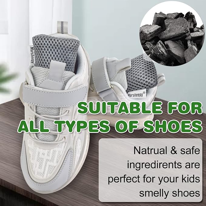 Marsheepy 6 Pack Shoe Odor Eliminator Bags, Boxing Glove Deodorizer, Absorbs Stink and Moisture, Grey Stick Odor Absorbers for Shoes, Gloves, and Sports Gear