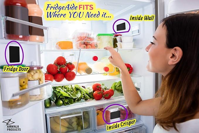 Fridge Deodorizer - Natural Refrigerator Deodorizer Odor Eliminator - Beats Baking Soda and Bamboo Charcoal Air Purifying Bags - Activated Carbon Odor Absorber for Fridge & Freezer (2 pk)