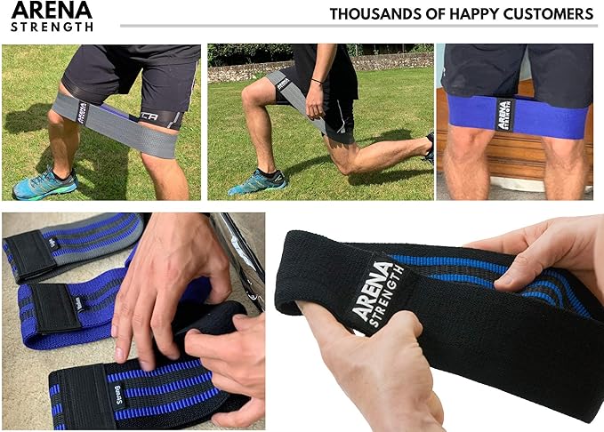 Arena Strength Fabric Booty Bands - Fabric Exercise Bands for Legs and Butt | Fabric Resistance Bands | Hip Resistance Bands with Workout Guide and Carry Case