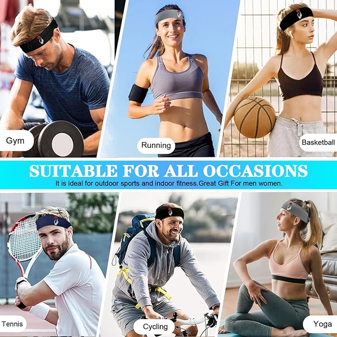 3pcs Headbands for Men Sports Sweat Bands Sweatbands for Mens Workout Running Headbands for Men