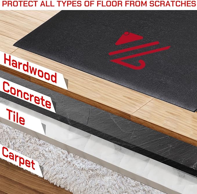 BUCKLOS Treadmill Mat Compatible with Stationary Bike & Recumbent Bike - Upgrade Thickness 6mm Non Slip, for Bike Trainer Protect Hardwood Floor Concrete Carpet Exercise Equipment