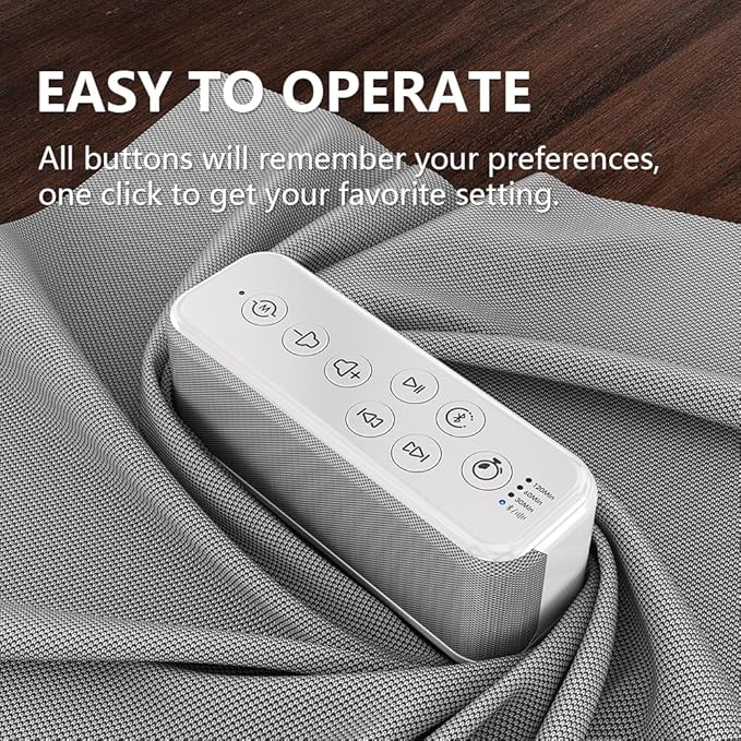 OnLyee White Noise Sound Machine with Bluetooth Speaker, 15 Soothing Sounds, Office Privacy & Noise Canceling, 3000mAh Rechargeable Battery, Auto-Off Timer & 8-Level Volumeā Ideal for Baby
