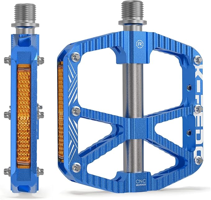 MTB Mountain Bike Pedal Platform Flat Bicycle Pedals Aluminum Alloy Non-Slip 9/16" Metal Bike Pedals with 3 Bearings for Road, BMX