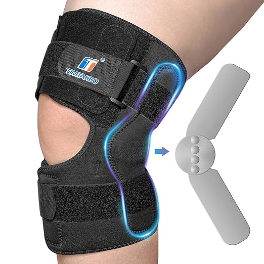 Hinged Knee Brace for Men and Women, Front Open Knee Brace with 2 Compression Straps and Dual Removable Side Stabilizers, Knee Braces for Knee Pain Relief, Arthritis, Meniscus Tear, ACL, MCL, PCL