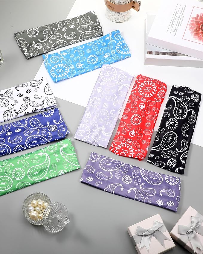 18 Pcs Sports Sweatbands for Men Women Camo Headbands Workout Non Slip Headbands Breathable Head Band Fitness Stretchy Unisex Hairband for Yoga Running Cycling Ball