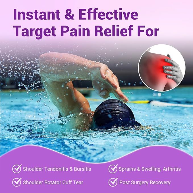 Comfytemp Shoulder Ice Pack Rotator Cuff Cold Therapy Wrap, Ice Packs for Injuries Reusable Gel, Instant Compression for Shoulder Pain Relief, Surgery Recovery Gifts (Large), Purple