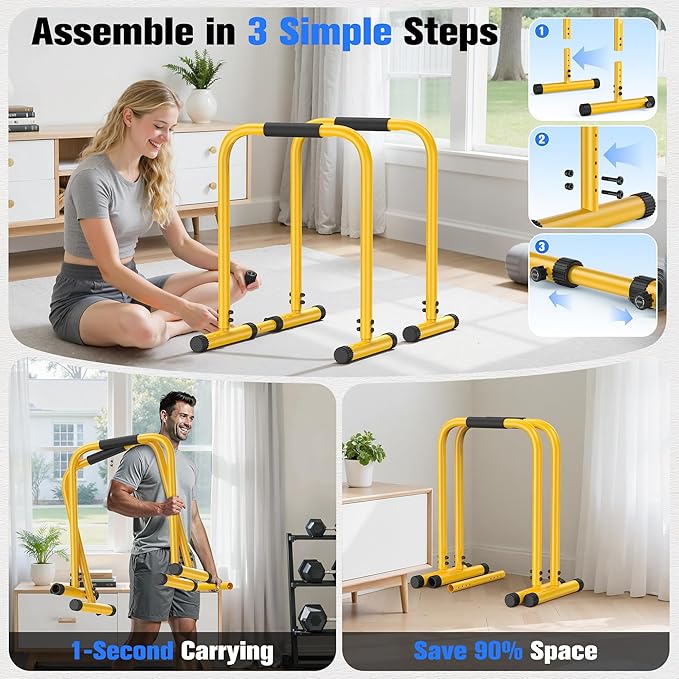 Sportsroyals Adjustable Dip Bar Station, Heavy Duty Parallette & Parallel Bars, 400LBS Stable Dip Stands for Home Gym, Calisthenics & Upper Body Workout Equipment
