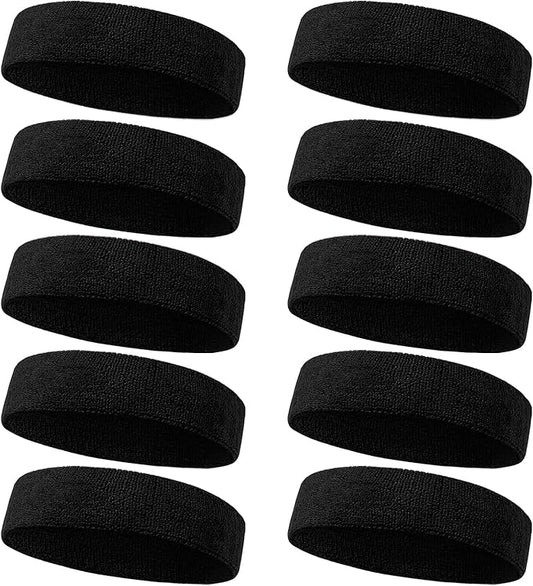 Sweatbands Sport Headbands for Men & Women, 12 Pcs Sweat Head Bands Moisture Wicking Sport Headband Cotton Sweatbands for Basketball, Athletic Exercise, Running
