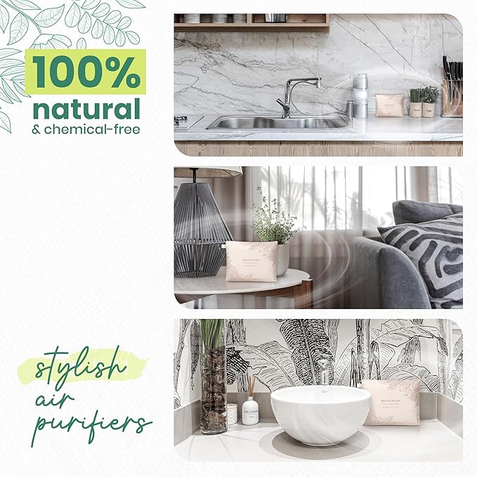 Roonin Charcoal Bags Odor Absorber - Activated Charcoal Bags For Cars - Bamboo Charcoal Air Purifying Bag - Odor Absorber For Home And Car (4-pack/200g)