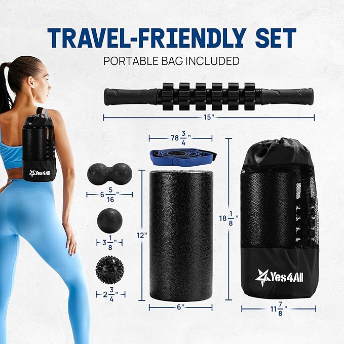 Yes4All High-Density EPP Round Back Roller Foam, Exercise Foam Roller for Yoga, Pilates & Stretching - 12, 18, 24, 36 inch