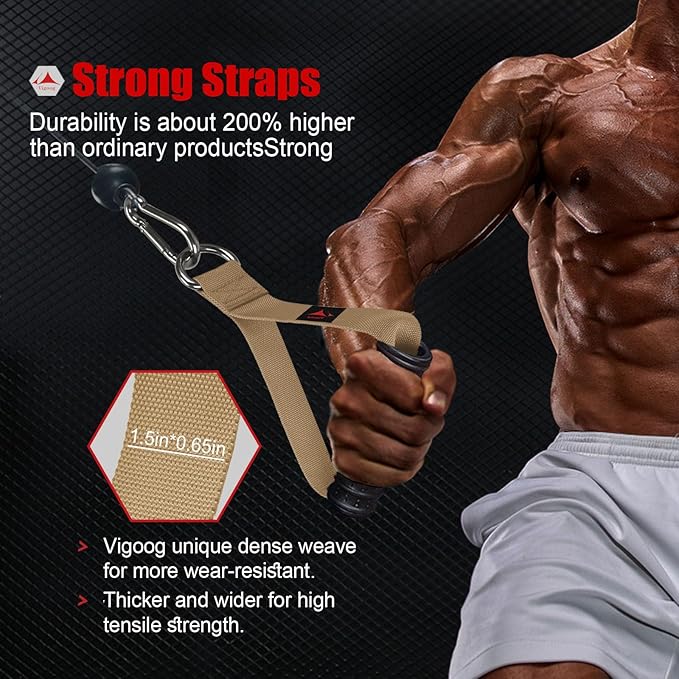 Heavy Duty Gym Exercise Handles Attachment for Cable Machine,Resistance Band,Pulley System Home Fitness Workout Equipment, with Elastic Rubber Grip and 2 Large Carabiners