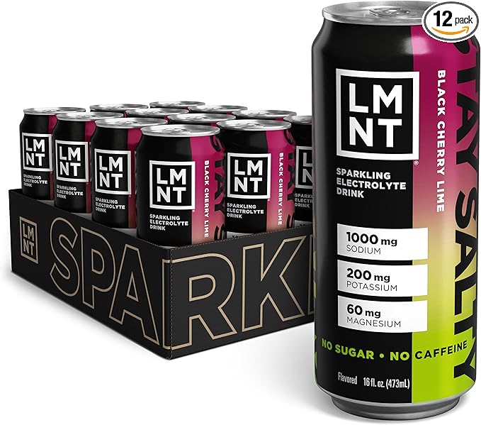 Drink LMNT Sparkling Electrolyte Drink - Black Cherry Lime | 12-Count