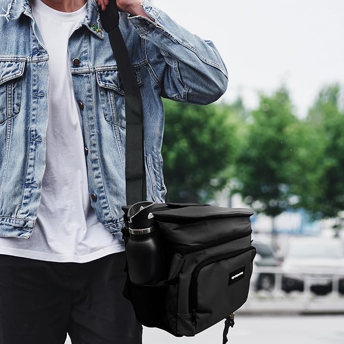 OVENTE Insulated Cooler Bag, Soft Lunch Bag for Men/Women with Leakproof Double Deck Compartment