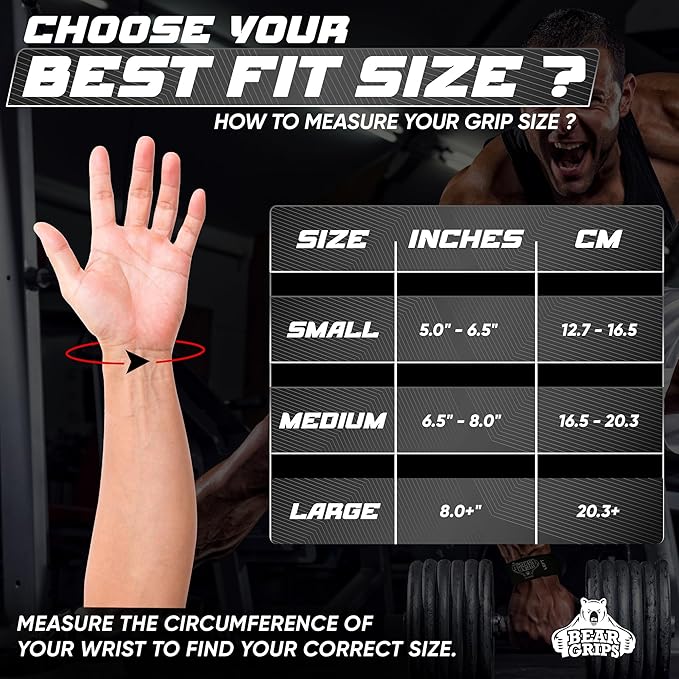 Bear Grips Wrist Straps for Weightlifting Alternative to Traditional Lifting Straps Gym, Modern Weight Lifting Straps, Deadlift Straps, Gym Straps. Lifting Grips with Wrist Support, for Men and Women