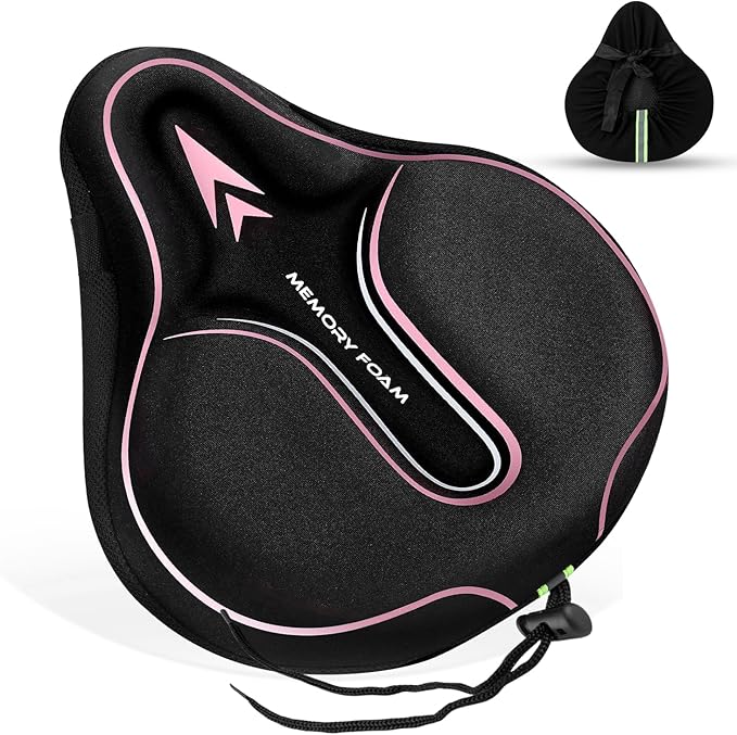 New Large Bike Seat Cover for Men & Women Comfort, Bike Seat Cushion Cover, Padded Seat Cover, Soft Bicycle Seat Covers for MTB, Exercise Bikes, Indoor and Outdoor Cycling