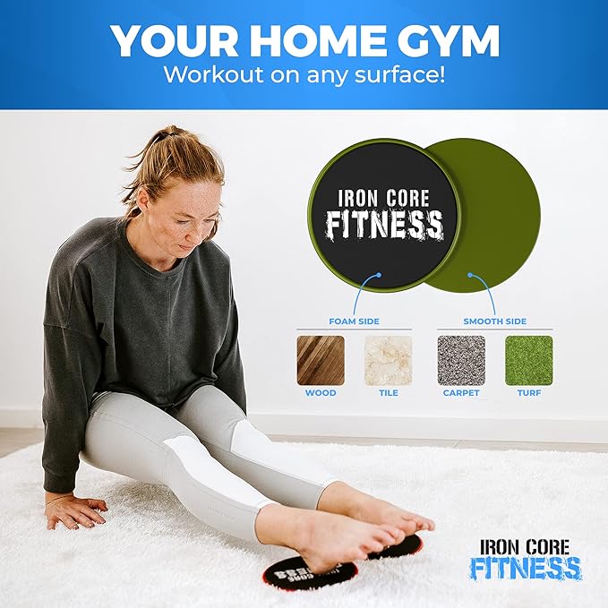 Core Sliders for Working Out, Dual Sided Exercise Gliding Discs for Use on All Surfaces, Ultimate Core Trainer, Light and Portable, Gym & Home Total Body Workout Equipment