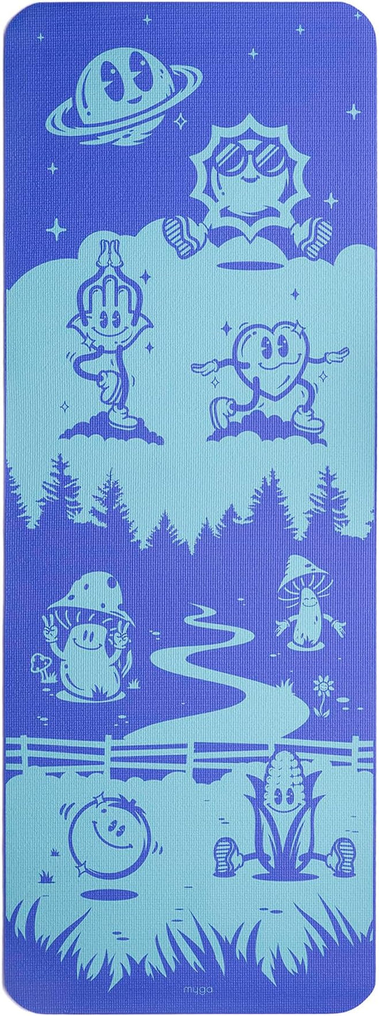Myga Silk Print Kids Yoga Mat,Non-Slip Yoga Mat for Childrens Exercise, Fitness, Yoga and Mindfulness Lightweight, Easy Clean Play Mat for Girls and Boys