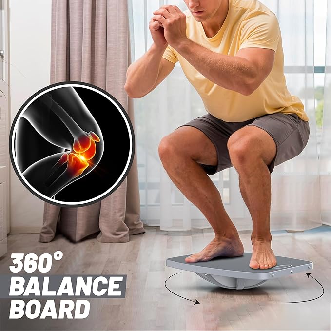 Advanced Wood Balance Board, 360 Degree Rotation and Tilt - Non-Slip 500 lbs Wobble Board for Standing Desk, Physical Therapy and Yoga Practice, Core