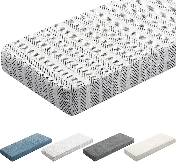 Leinuosen Bench Cushion 36x14x4 Inch for Indoor Furniture Weaving Texture Chenille Kitchen Bay Window Non Slip Seat Cushion Tufted Thicken Pad for Patio Porch, Mudroom Entryway (Black and White)