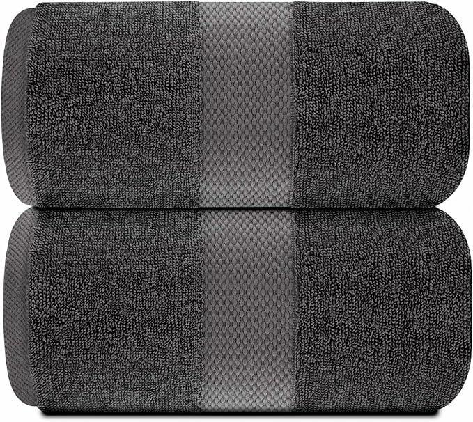 White Classic Luxury Bath Sheets Towels for Adults Extra Large | Highly Absorbent Hotel Collection | 35x70 Inch | 2 Pack (Charcoal Gray)