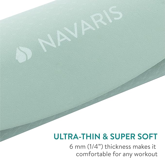Navaris Round Yoga Mat - 47" Diameter Circular Exercise Mat 1/4" Thick - Non-Slip Mat for Cardio, Workout, Fitness, Tai Chi, Meditation - Size Small