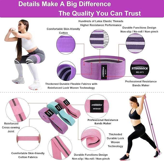 Fabric Resistance Bands for Working Out, 3 and 4 Levels Booty Bands Long Resistance Bands for Women and Men | Elastic Bands for Exercise Bands Resistance Workout Bands Resistance