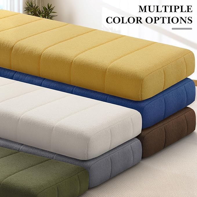 Wenqik Bench Cushion 42x16x4 Inch for Indoor Outdoor Furniture Tufted Thicken Bay Window Seat Cushion Non Slip Waterproof Dining Piano Bench Pad Pillow Anti Cat Scratch for Patio Porch Swing, Gray