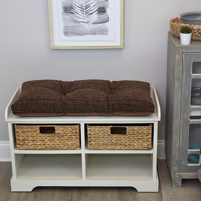 Klear Vu Corner Nook or Piano Seat Omega Non-Slip Tufted Bench Cushion for Indoor Furniture, Entryway Storage, Bay Window, 30 Inches, 14 Brown