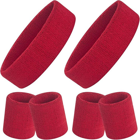 ONUPGO 6 Pieces Sweatbands Set - Sports Headbands Wristbands for Men & Women,Cotton Terry Cloth Sweatband for Tennis,Basketball,Gym,Working Out - Moisture Wicking Elasticity