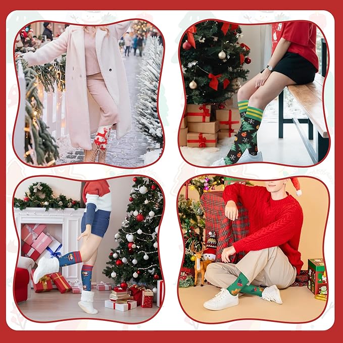 fenglaoda Compression Socks Women Men 6 Pairs, Knee High Best Support Circulation Socks for Running, Travel, Flight, Nurse