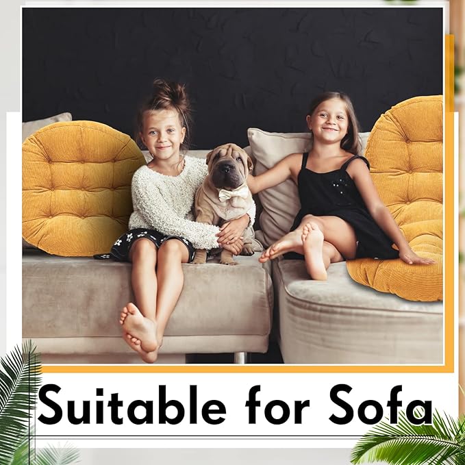 Jerify Floor Pillow Cushions 22 x 22 Inch Round Square Large Meditation Floor Pillow for Classroom Adult Meditation Picnic Party Cushion for Seating Gift Christmas(Round,Yellow,4 Pcs)