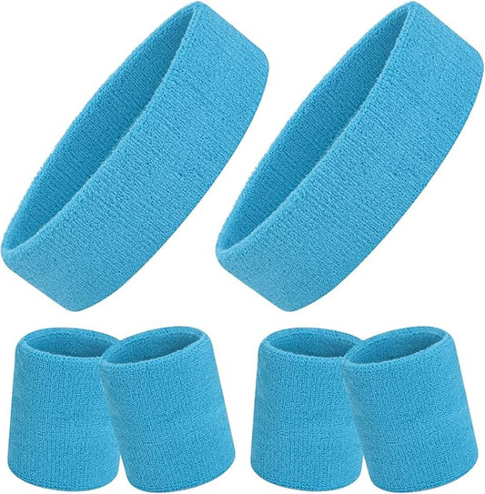 ONUPGO 6 Pieces Sweatbands Set - Sports Headbands Wristbands for Men & Women,Cotton Terry Cloth Sweatband for Tennis,Basketball,Gym,Working Out - Moisture Wicking Elasticity