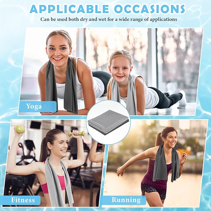 12 Pack 32 x 12 in Cooling Towels Bulk for Neck and Face Microfiber Ice Towel Sweat Towels Breathable Soft Chilly Towel Portable Cool Neck Rags for Yoga Sport Gym Workout Fitness