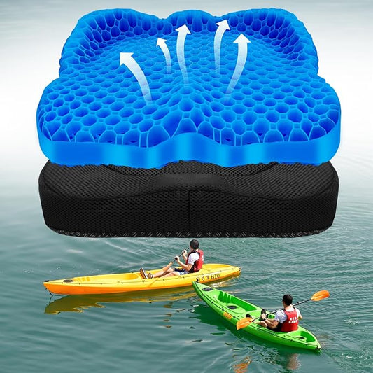 Kayak seat Cushion Waterproof Kayak seat Cushion Kayak Fishing Accessories Waterproof Gel Boat seat Cushion Anti Slip Coccyx Sciatica Relief Double-Layer Gel Cushion Design Thickened