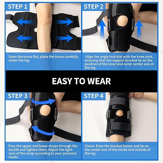 Hinged Knee Brace - Adjustable Knee Support Brace for Men and Women - Patellar Stabilizer, Arthritis Pain Relief, ACL, PCL, MCL, Meniscus Tear