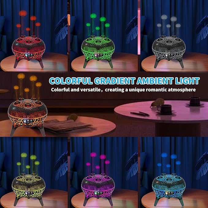 BOHOFAM Jellyfish Essential Oil Diffuser 250ML,Aroma Diffuser Hears Sound to Spray Dancing Jellyfish Mist,7 Colorful Lights, 4 * 10ML Hotel Collection Diffuser Oils Scents for Home Bedroom(Black)