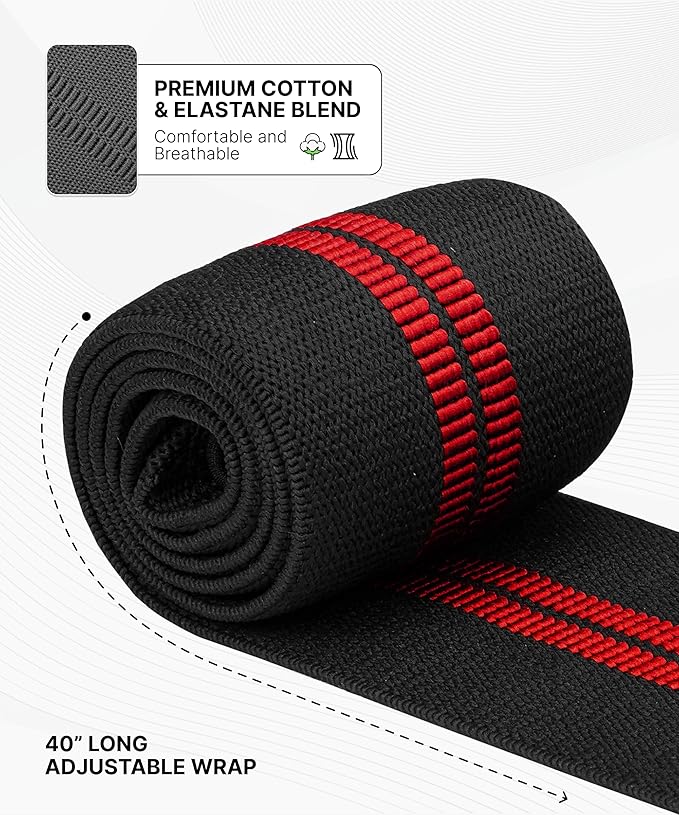 DMoose Fitness Elbow Wraps for Weightlifting (Pair) 40" Adjustable Brace for Joint Support, Pain Relief & Tendonitis - Elbow Straps for Weight Lifting, Bench Press & Gym Workouts, Band for Men & Women