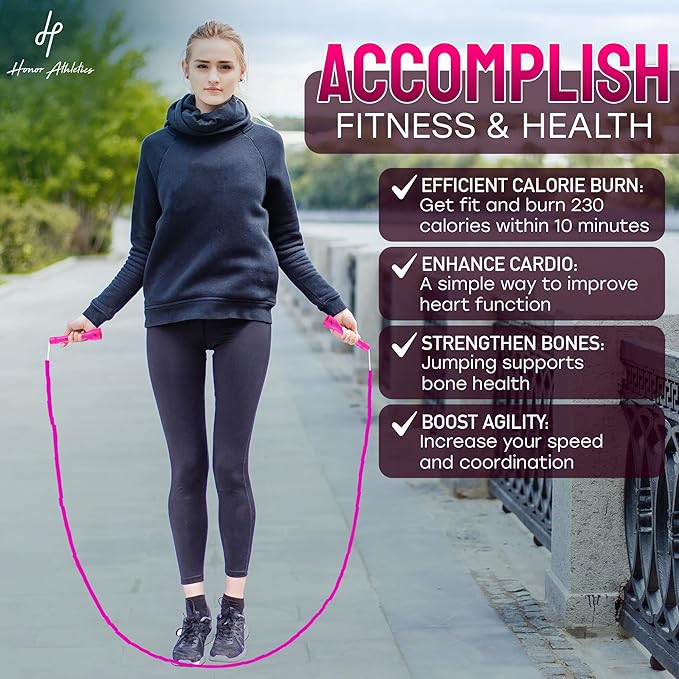 Honor Athletics 2.0 Beaded Jump Rope - Adjustable with Unbreakable Handles & Shatterproof Beads for Enhanced Fitness Training